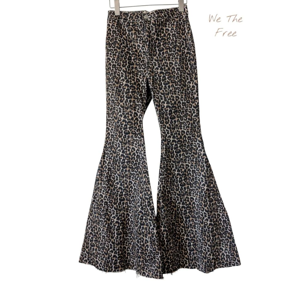 We The Free Twenty Eight Leopard Print Bell Bottom Boho Flare Pants